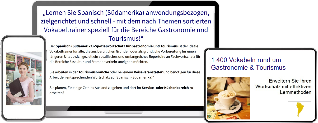 Spanisch (Südamerika) Gastronomie Vokabeltrainer